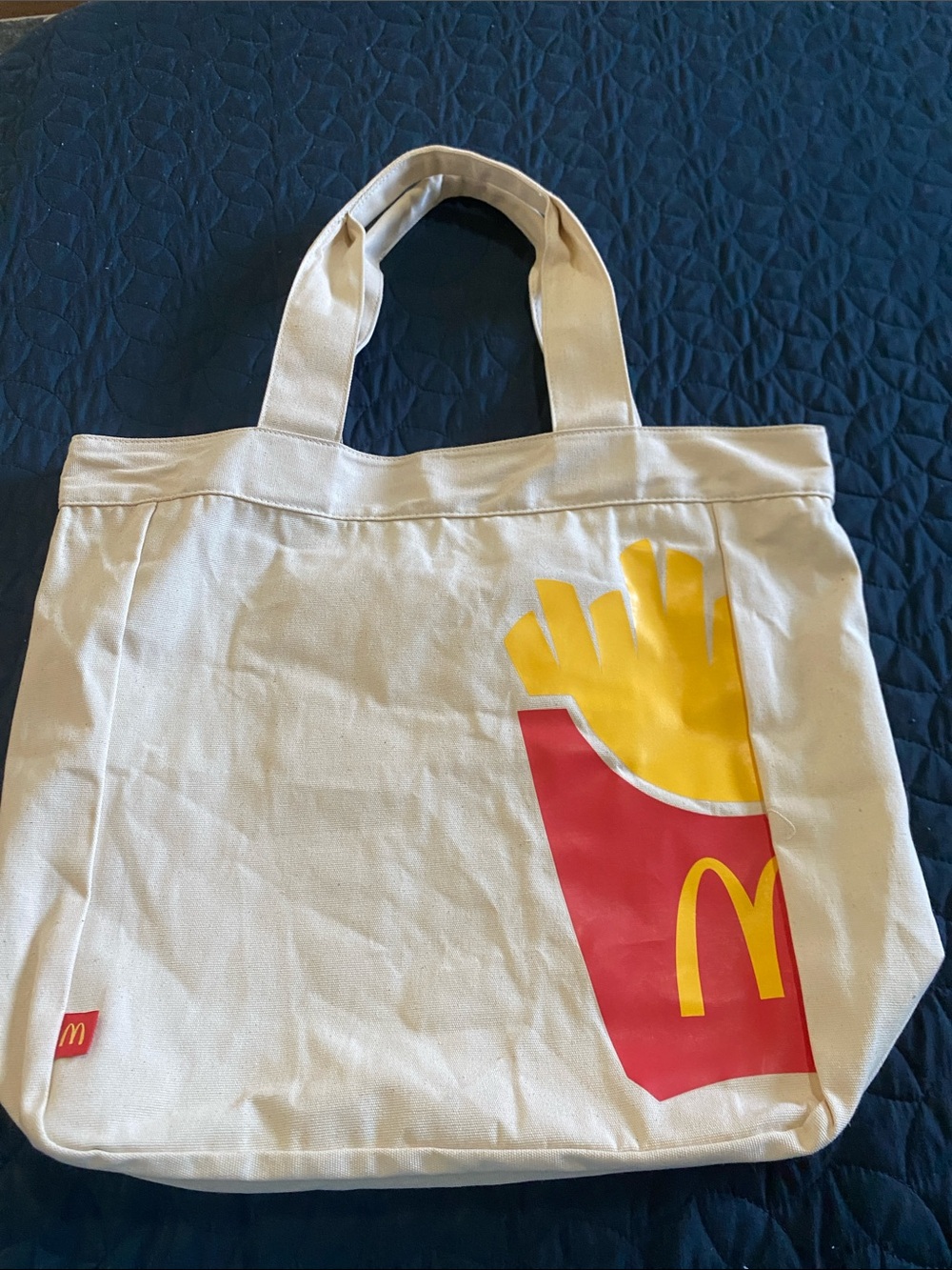 McDonald's Cream Canvas Tote with Red Fry Box and Yellow Fries Graphic